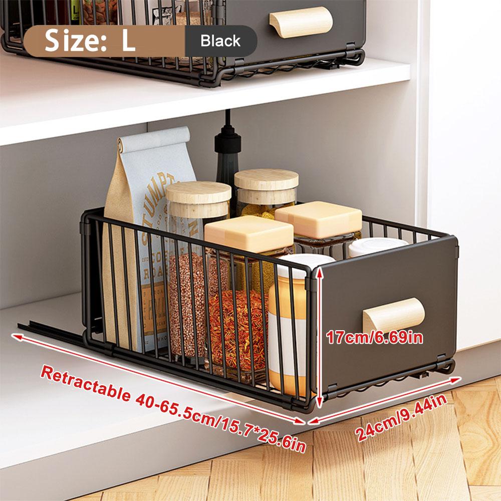 Kitchen Storage Sliding Drawer Pull Out Cabinet Organizer With Wooden Handle Spice Storage Rack For Kitchen Cupboard Organizer