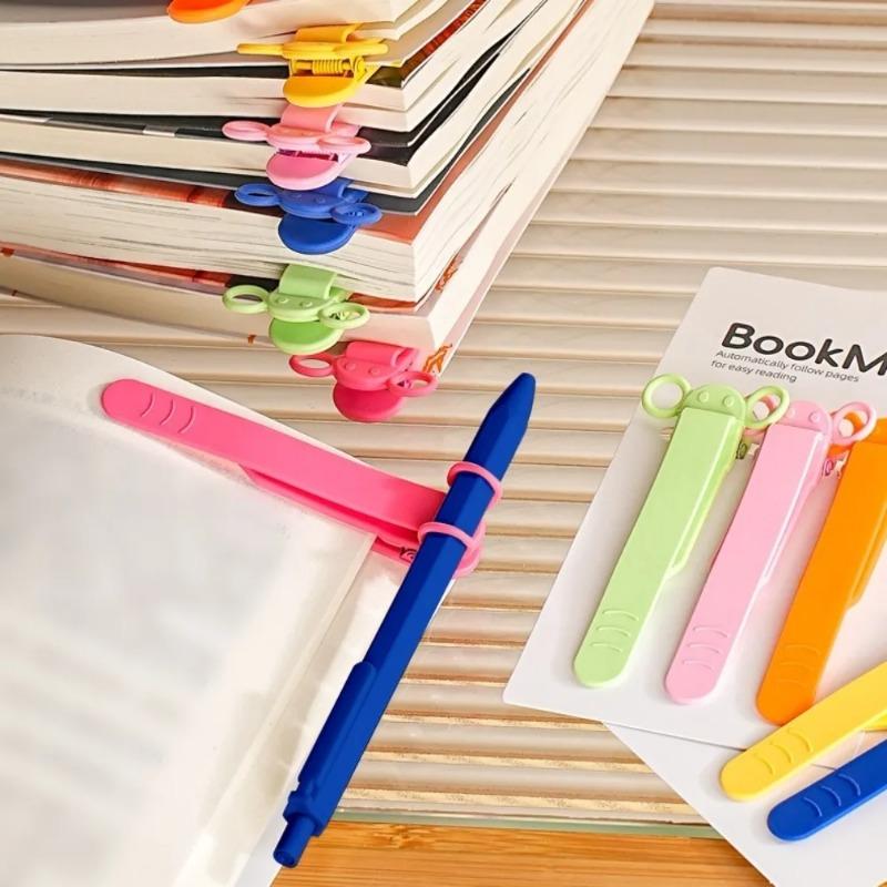 6PCS Soft Silicone Bookmark Clip Color Page Divider Creative Bookmark Buckle Automatically Follow Bookmark School Office Supplies
