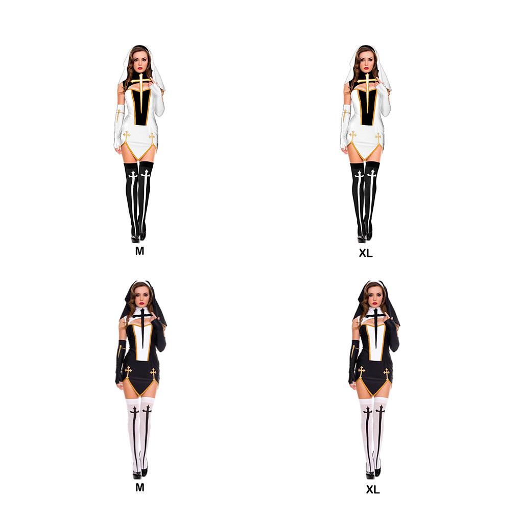 Women Halloween Nun Costume Set Soft And Breathable Polyester Materials Sexy Nun Costume Gift Idea