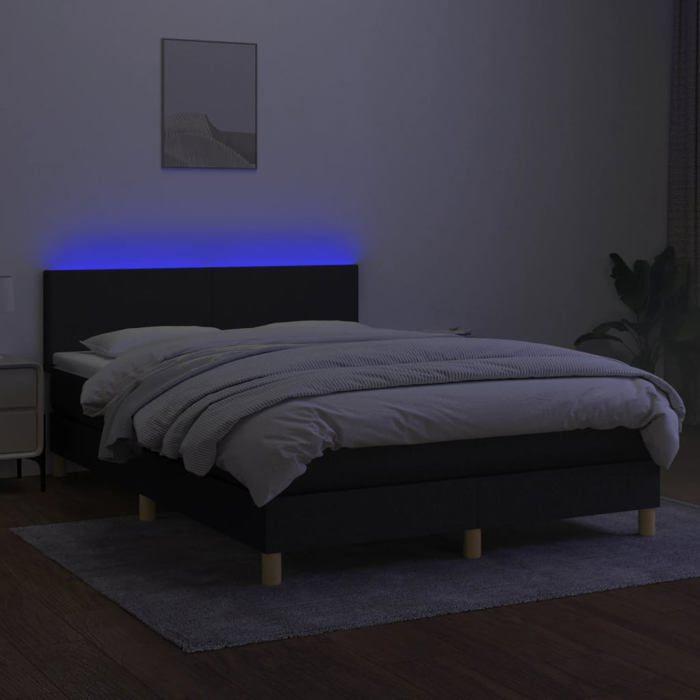 Maison Exclusive - Sommier à lattes de lit avec matelas LED Noir 140x200 cm Tissu