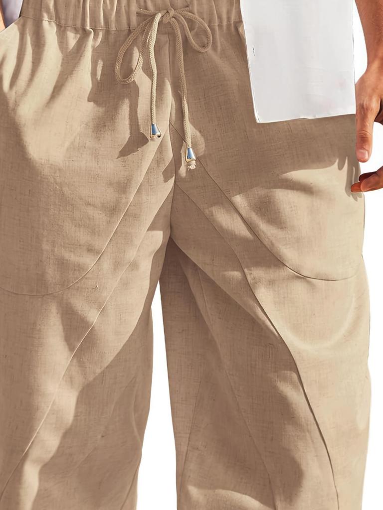 European and American Men's Cotton-Linen Multi-Pocket Beach Shorts (2024 Edition)