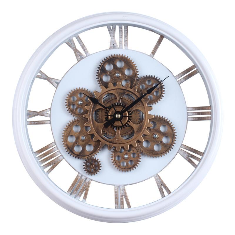 Gear Rotating Large Wall Clock Retro Silent Clock Mechanical Advanced Clock Wall Hanging Unique Design Clock