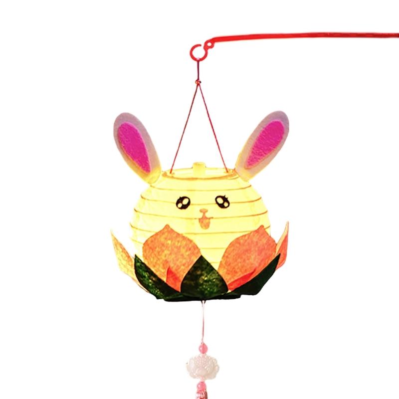 

Elegant Festival Flower Flower Lanterns Functional Plastic Autumn Lanterns with Rabbits Easy to Use Candle Lights розовый