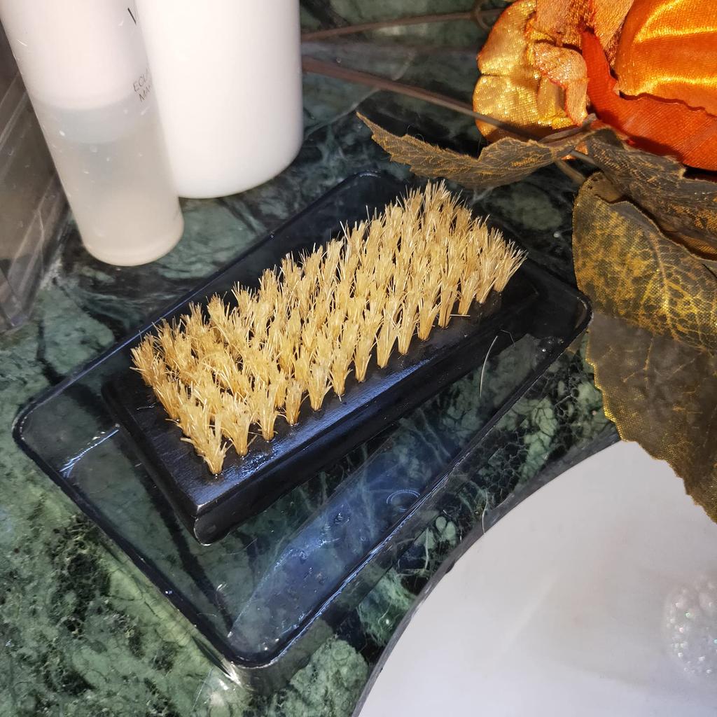 Coralpearl Wooden Nail Brush Black Natural Boar Bristles for Cleaning and and Cleans Hand Grip Nail Brush for and Auto and Cleaner, (1 Piece), 100%