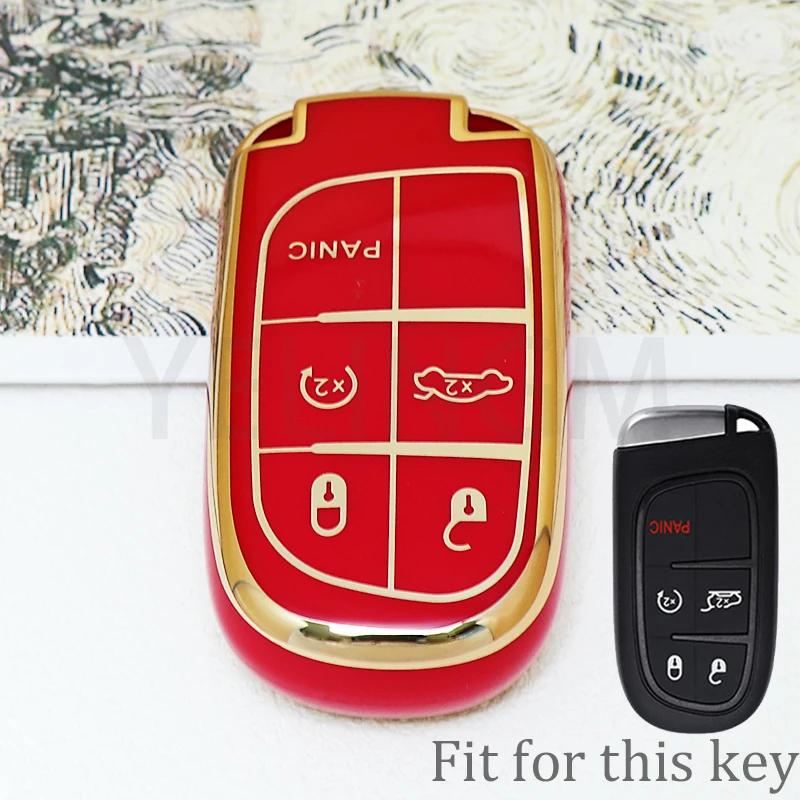 3 5 Buttons Soft Tpu Car Key Case Cover For Jeep Grand Cherokee Dodge Jcuv Dart Journey Chrysler 300C Fiat Remote Fob Keychain