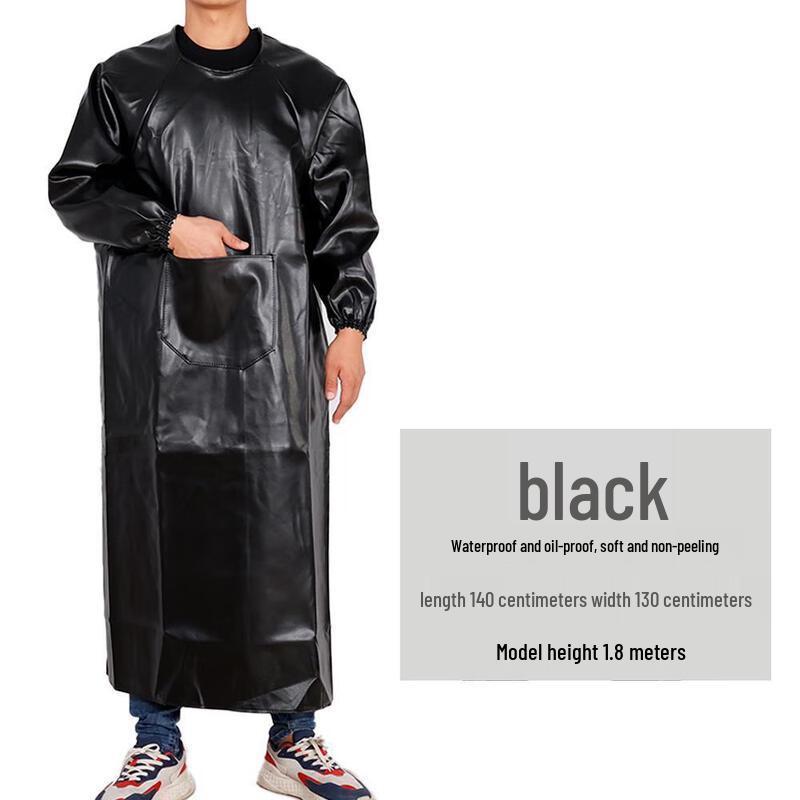 CNMF Unisex Leather Waterproof Oil-Proof Long-Sleeve Work Smock чёрный