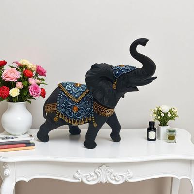 Elephant Statue Animal Art Sculpture Decoration Good Luck for Cabinet Bedroom Desktop