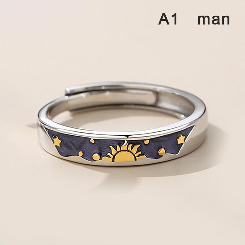 

Fashion Couple Rings Sun Moon Open Adjustable Light Luxury Finger Ring For Women Jewelry Accessories Birthday Gift A1