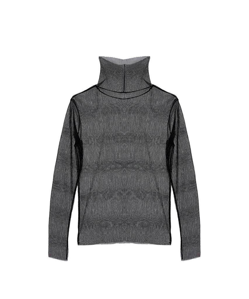 Tibaeg Sheer Pleats Lace Top Bk Sheer Pleats Lace Top Black