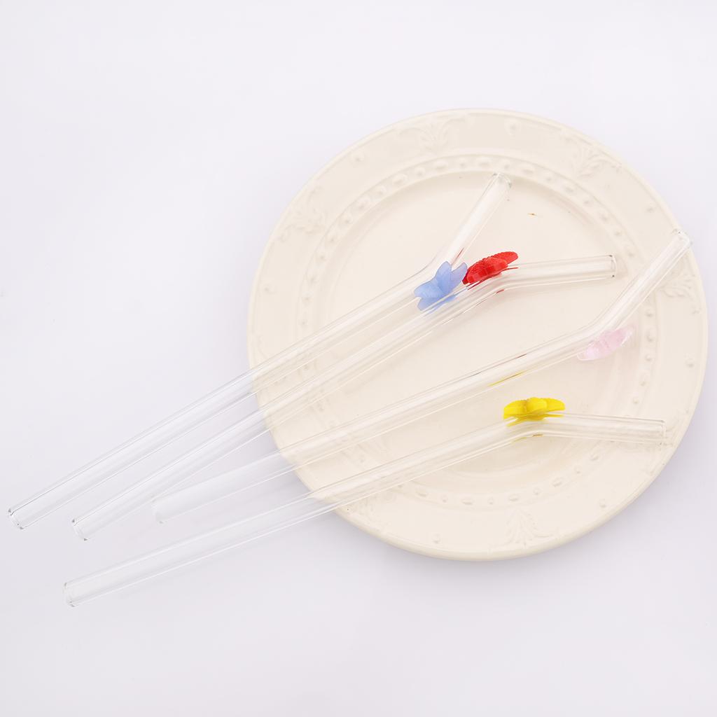 6pcs Starfish Bent Straw Set Milk Shake Coffee Straw High Borosilicate Glass Drinking Straws Set with Brush Party Bar Drinkware