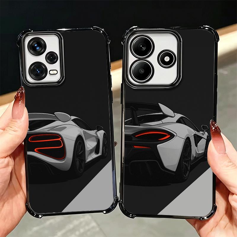 Black White Sports Cars Aesthetics Plating Phone Case For Xiaomi Redmi Note 14 15 Pro Plus 13 12 11 11S 11T 10 9S 9 5G Anti-Fall