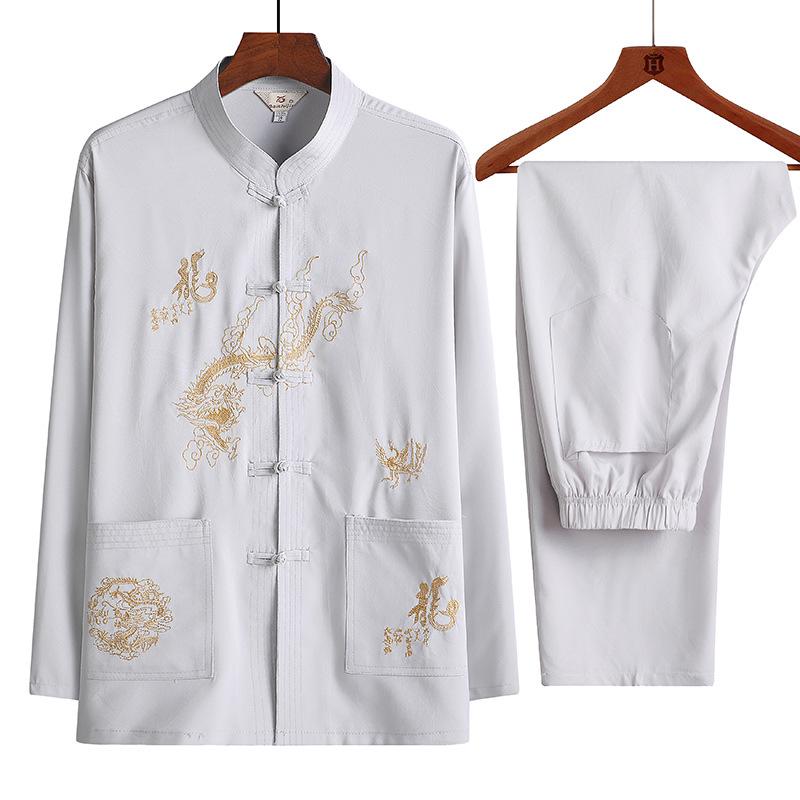 Men's Long-Sleeve Tang Suit: Chinese Style Casual Clothing for Middle-Aged and Elderly - Perfect for Morning Exercise