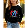 Kids Unisex Crewneck Sweatshirt, Pixel 67 Six Seven Print Long Sleeve Pullover, Casual Soft Fleece Sweatshirts for Boys Girls Ages 4+
