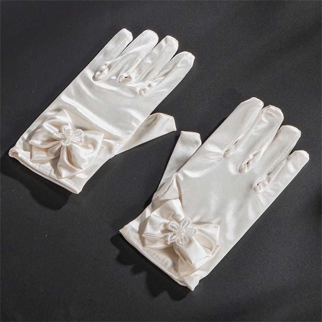 Bowknot Gloves for Ceremony School Boys and Girls Bowknot Elastic Gloves for Dress Etiquette Gloves Stage Performances