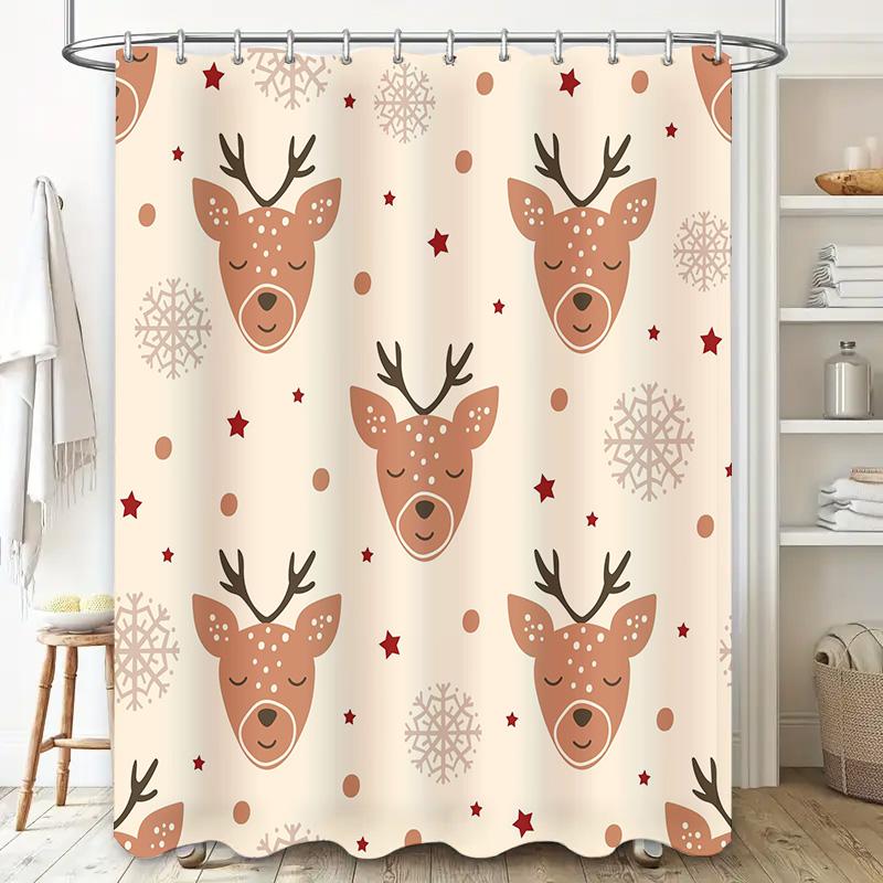 Entzückender Hirschmuster-Duschvorhang Perfekt für Weihnachtsdekorationen in Badezimmern! Leichter Stoff mit Anti-Schimmel-Behandlung