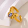 Zircon Butterfly Rings For Women Gold Color Stainless Steel Water Drop Butterfly Adjustable Ring Wedding Christmas Jewelry Gift