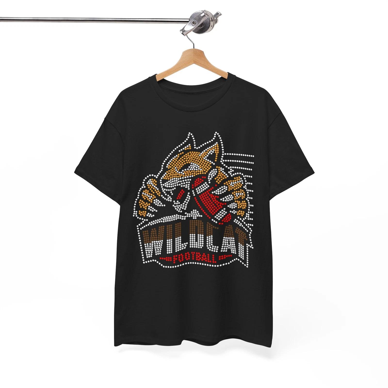 Football T-Shirt | American Football Fan Tee | Wildcat football Rhinestone M
