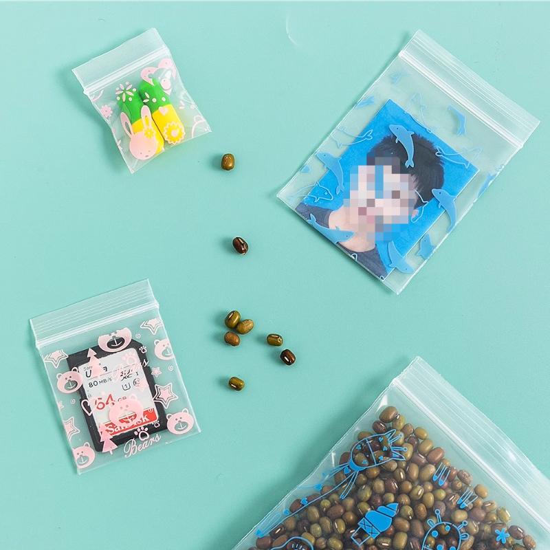 Thickened Self Sealing Tote Cartoon Photo Jewelry Packaging Sack Cute Colored Plastic Packaging Handheld Account Decoration and Sorting Bag