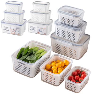 3 Pack Fruit Storage Containers with Removable Colanders Fresh Container BPA-Free Keep Fruits Vegetables Berry Meat Fresh Longer