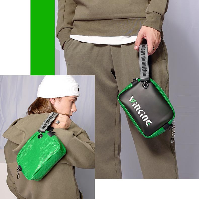 Männer Frauen Leinen + PU Leder Handtasche & Messenger Bag Kleine Handytasche Männlich Weiblich Mini Geldbörse 2022 Neuer Street Trend Umhängetasche für Jungen Mädchen