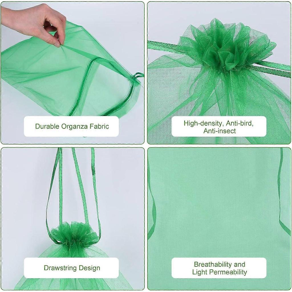 Grape Protection Bag, Organza Bags with Drawstring, Fruit Protection Bag, Reusable Organza Grape Protection Bag, to Protect Against Wasps, Birds (Gras