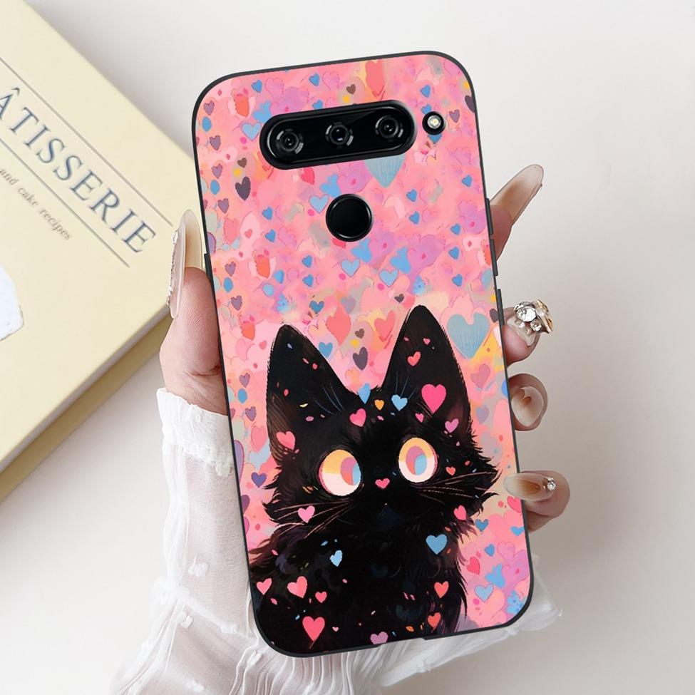 For LG V40 V50 ThinQ Case V50S ThinQ Cute Cartoon Cat Luxury Cool Shockproof Silicone Back Cover For LG V50S ThinQ 5G Phone Case