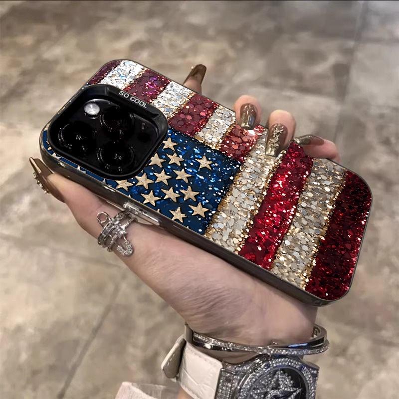 American Flag Pattern Design IMD Phone Case For iPhone 17 16 Pro Max 15 Plus 14 13 12 11 17Air 16E XS X XR Shockproof Hard Cover