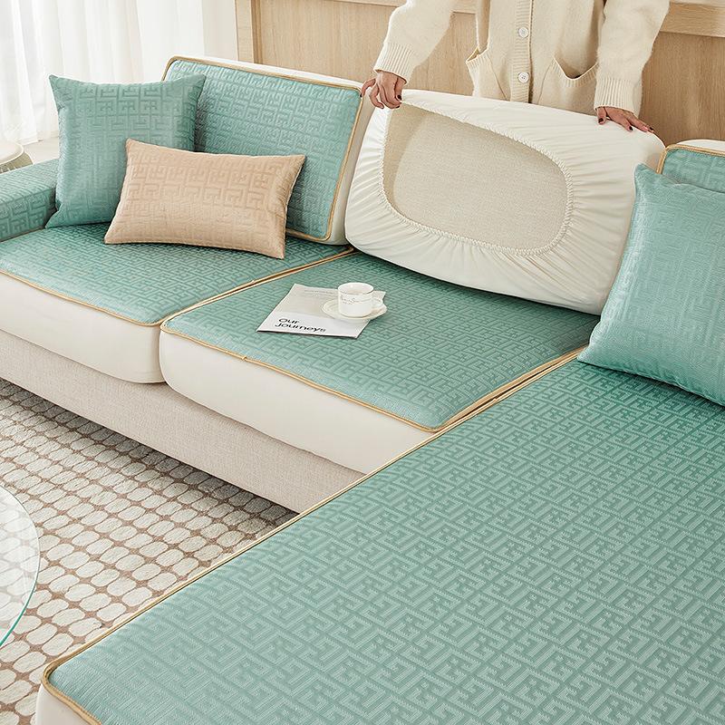 

Ice Silk Sofa Cushion Summer All Inclusive Universal Integrated Cover Simple Modern Non Slip Sofa Protector 60*60cm