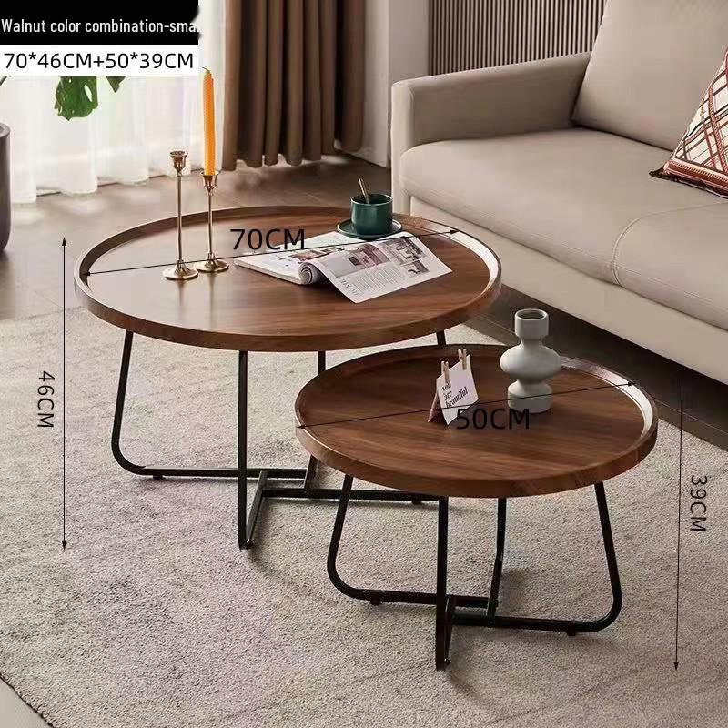 Nordic Modern Minimalist Round Solid Wood & Iron Coffee Table for Living Room or Small Apartment