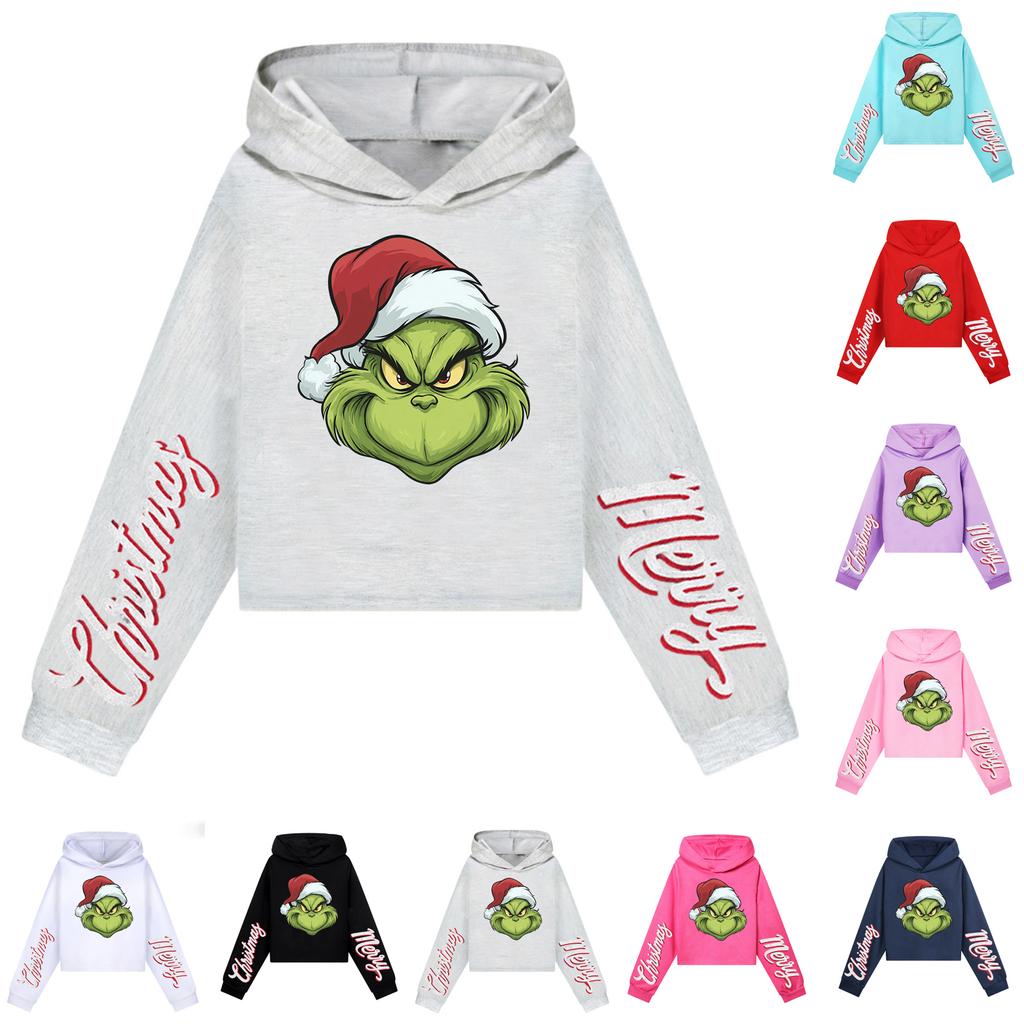 Kids' Casual Fashion Christmas Printed Long Sleeve Hooded Sweatshirt (No Drawstring)