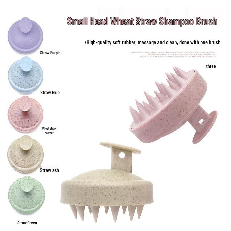 Wheat Straw Scalp Massager: Soft Rubber Shampoo Brush for Men & Women