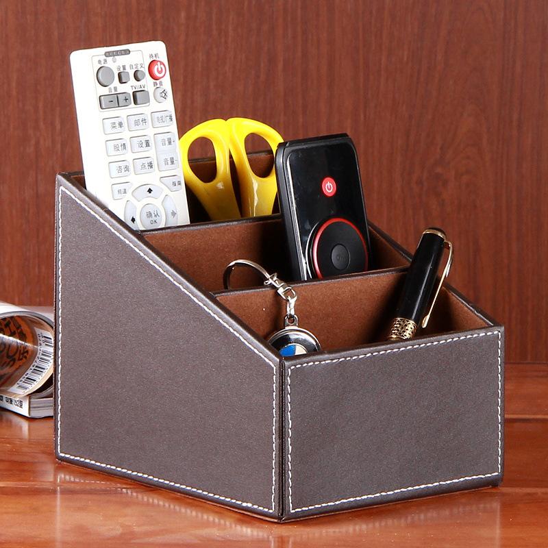 Creative Desktop Leather Storage Box Remote Control Storage Box Home Storage Supplies Organizer Suitable for Office