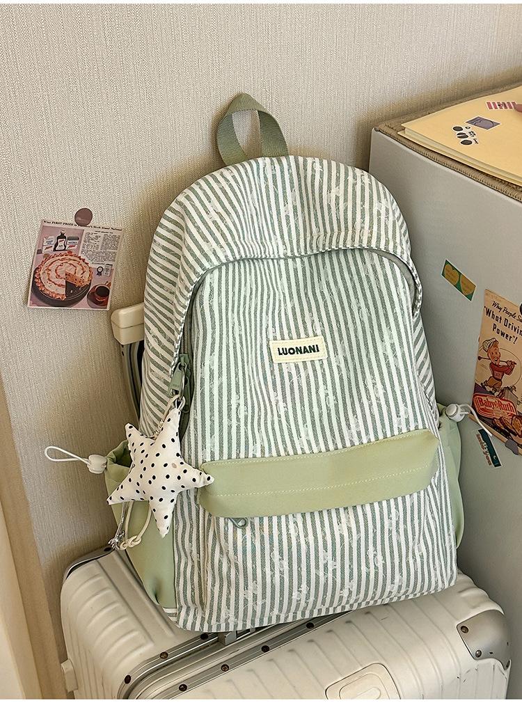 Schoolbag new striped spring outing high value soft girl cute middle school student backpack small fresh backpack