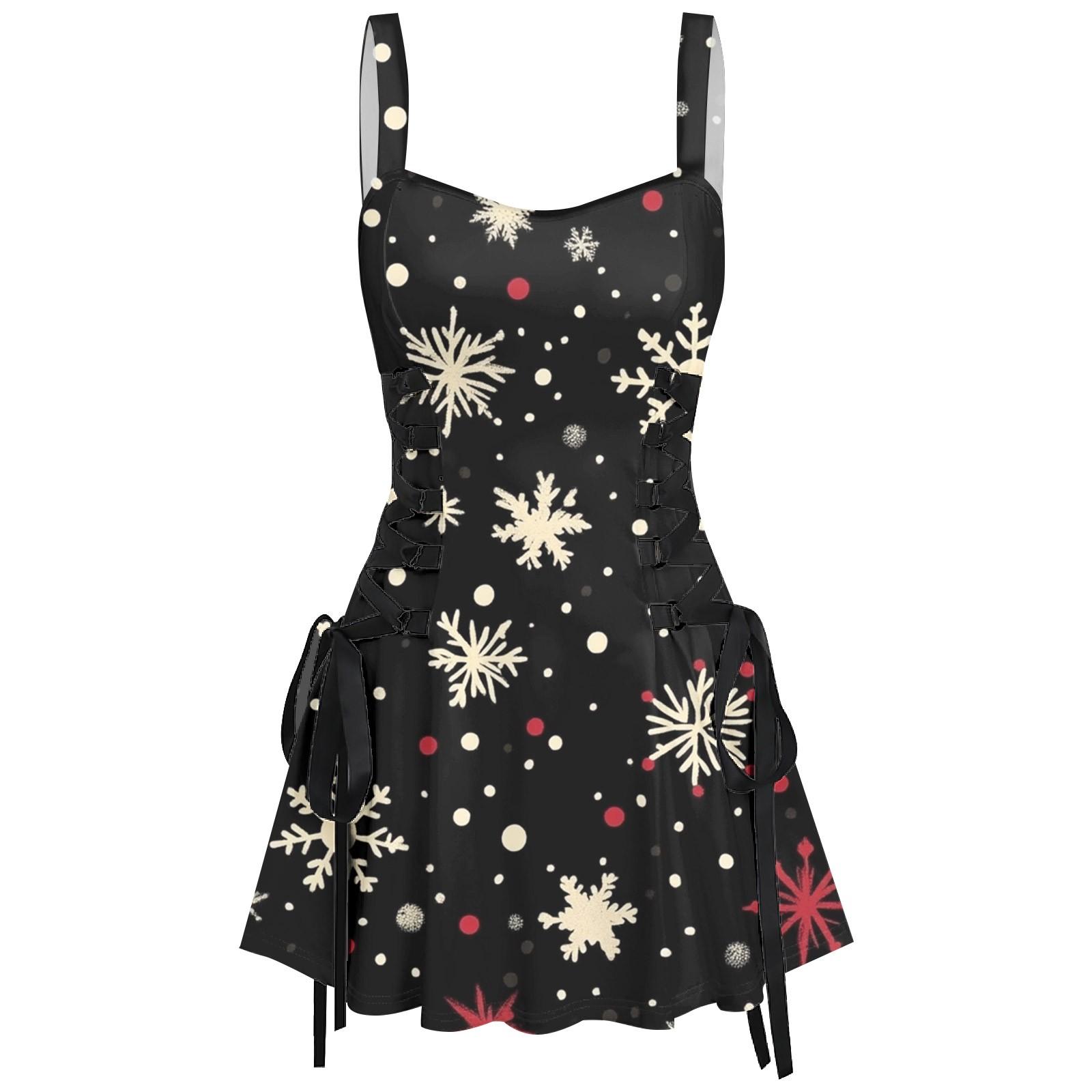 

Жіноча модна вінтажна коротка сукня з принтом і принтом на підтяжках M чорний