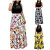 Women's Fashion Casual Print Round Neck Short-Sleeved Large Size Long Dresses