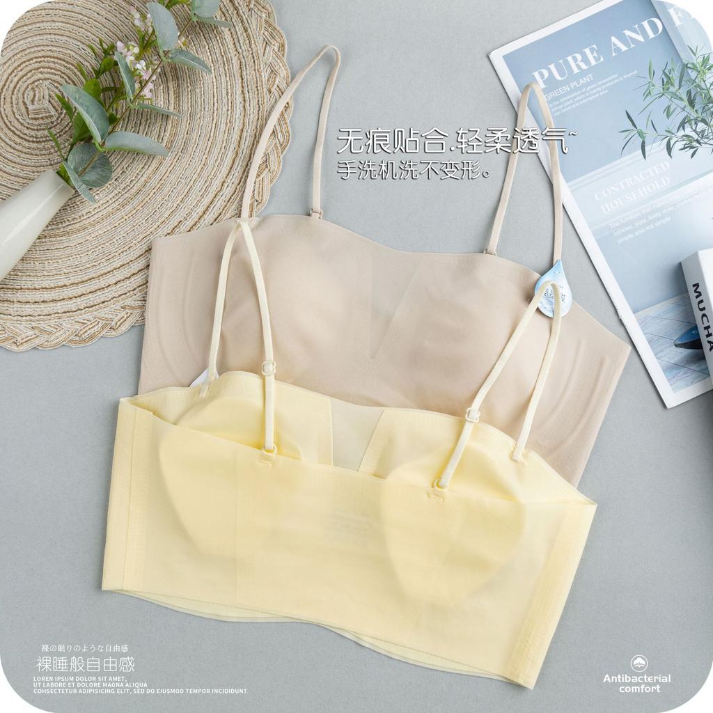Ultra-thin tube top underwear women's big breasts show small anti-light word jelly beautiful back anti-sagging summer ice silk seamless chest wrapping