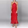 Dusker Halter Split Kvinner Kjole Ermeløs Ryggløs Snøring Party Summer Street Club Evening Robe