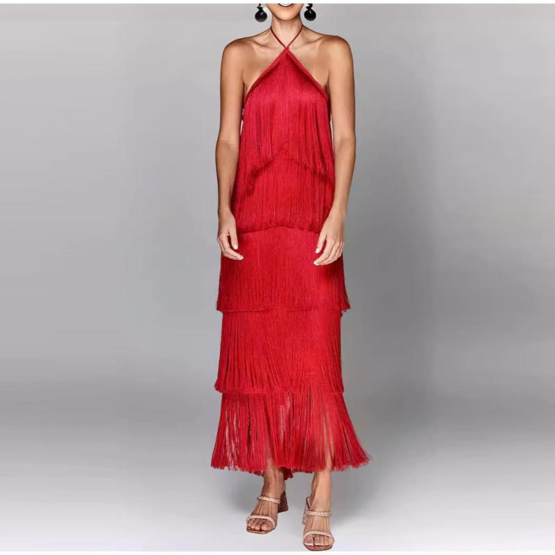 Dusker Halter Split Kvinner Kjole Ermeløs Ryggløs Snøring Party Summer Street Club Evening Robe