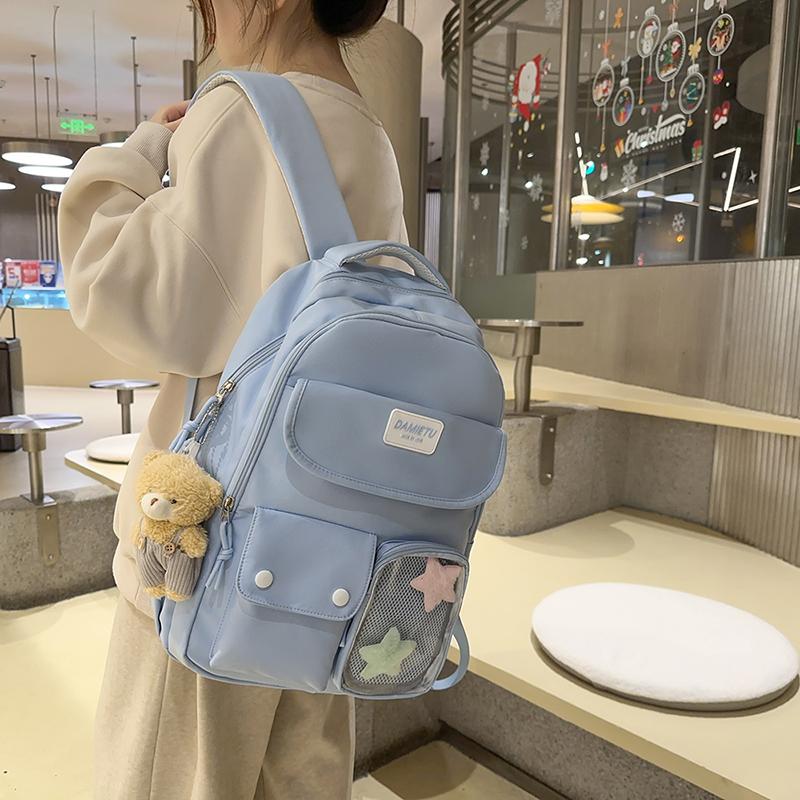 Campus Schoolbag Women's Large Capacity Backpack Student Solid Color Backpack