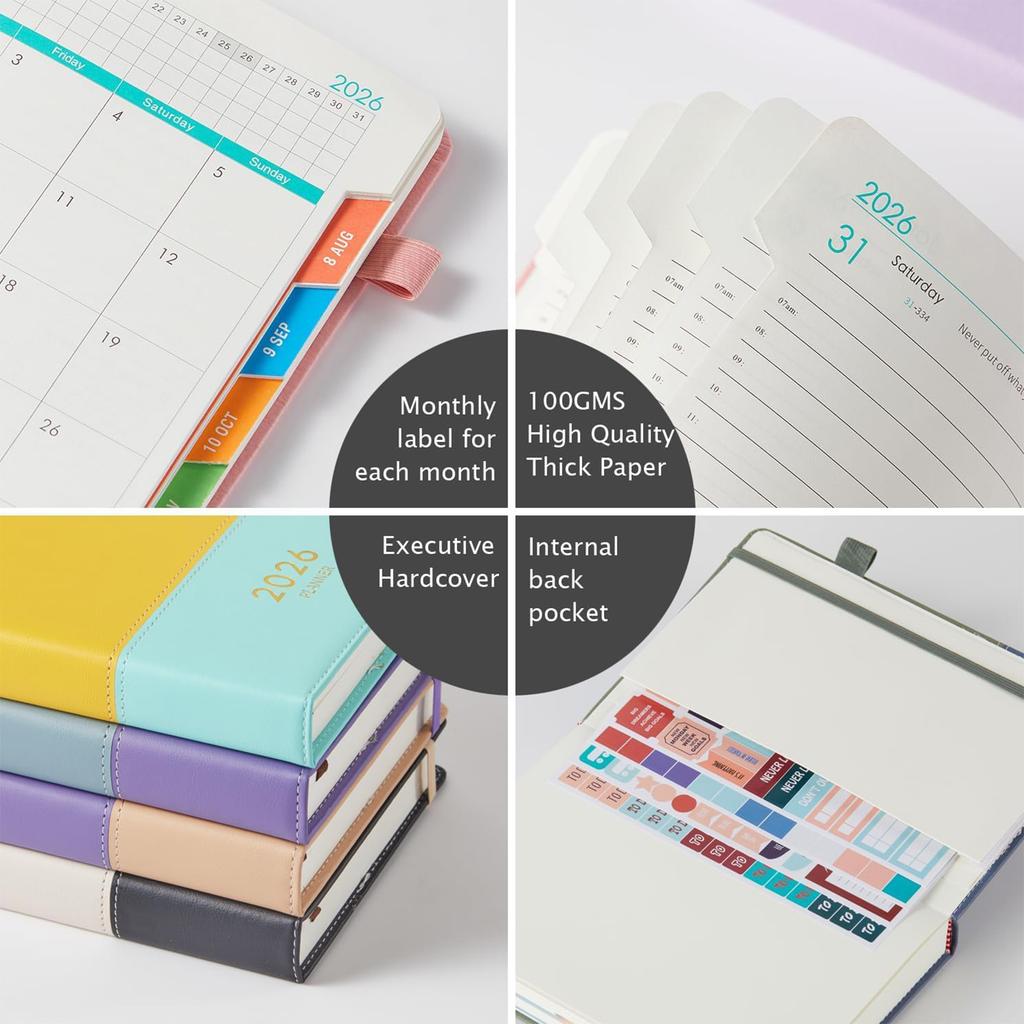 A5 English Planner Notebook 2026 Calendar Yearly Monthly Weekly Pages for Office Efficiency School and Daily Planning