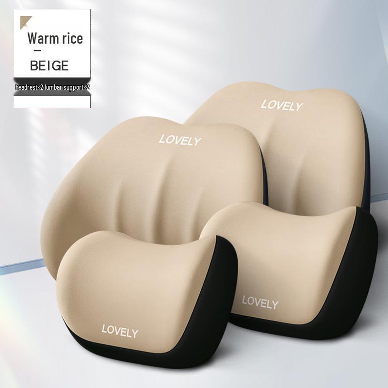 Car Memory Foam Headrest and Lumbar Support Cushion Set