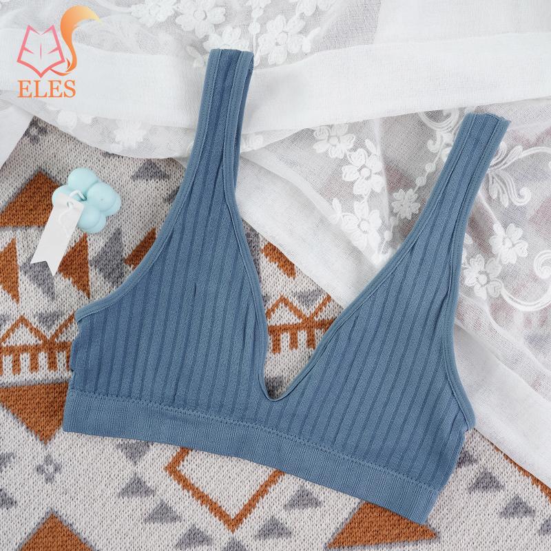 

Женский бюстгальтер с глубоким v-образным вырезом, хлопковый бюстгальтер без косточек, сексуальный топ на бретелях с широким ремешком и открытой спиной, женское нижнее белье M-XL L синий