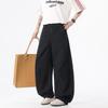 Spring and Summer New European and American Retro Splicing Ivory Apricot Scimitar Loose Straight Casual Pants Men's Pants