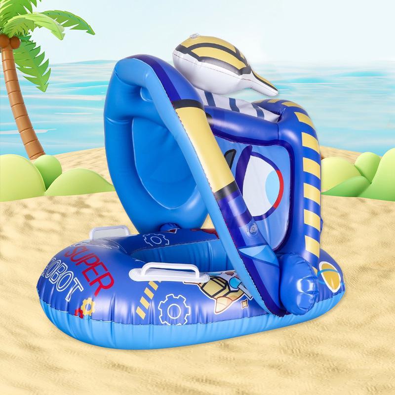 Inflatable Kids' Airplane Swim Ring with Steering Wheel & Horn