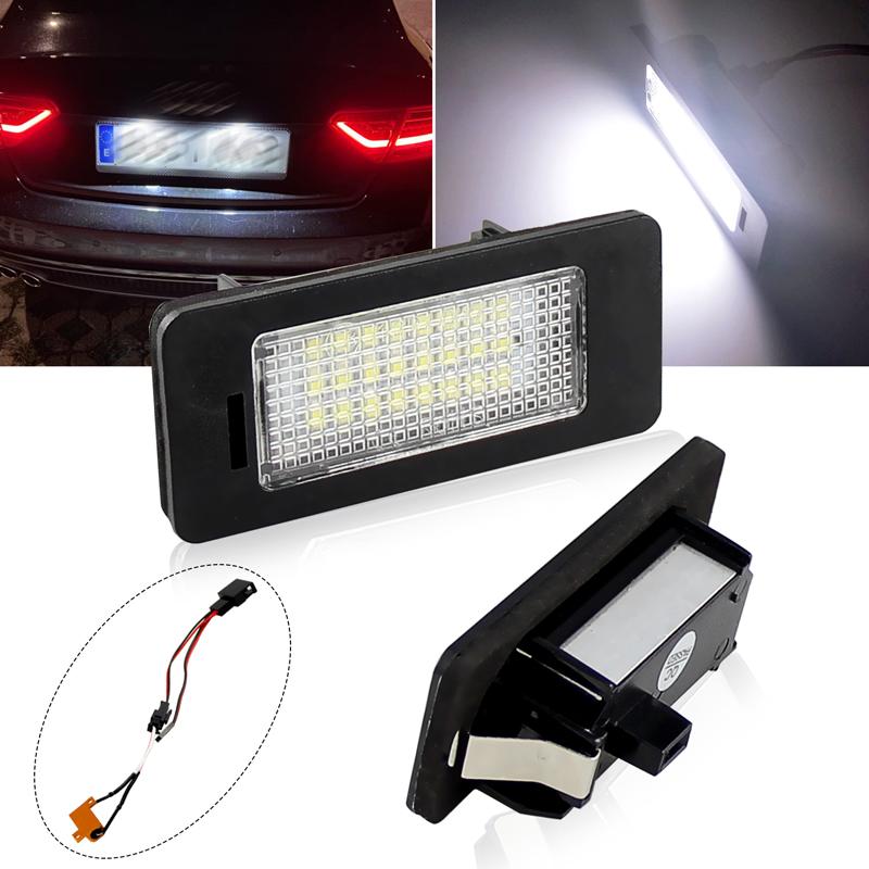 2pcs White Car LED Number License Plate Lights lamp 12V for f2 A4 B8 A5 Q5 S5 TT S4 Error Free Led License Plate Lights