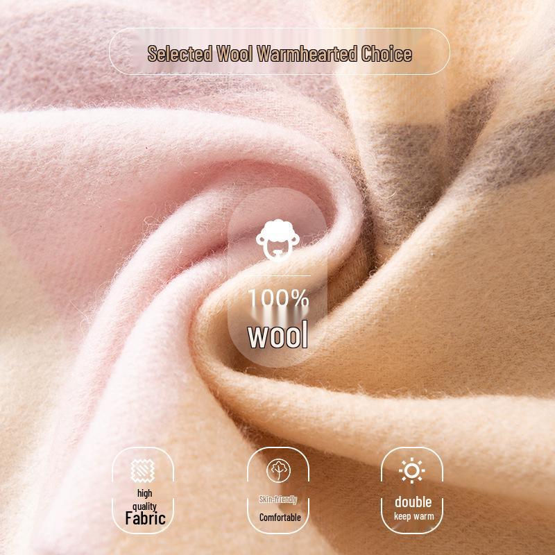 Elegant Plaid Wool Scarf with Tassels for Women - 2025 Autumn Collection