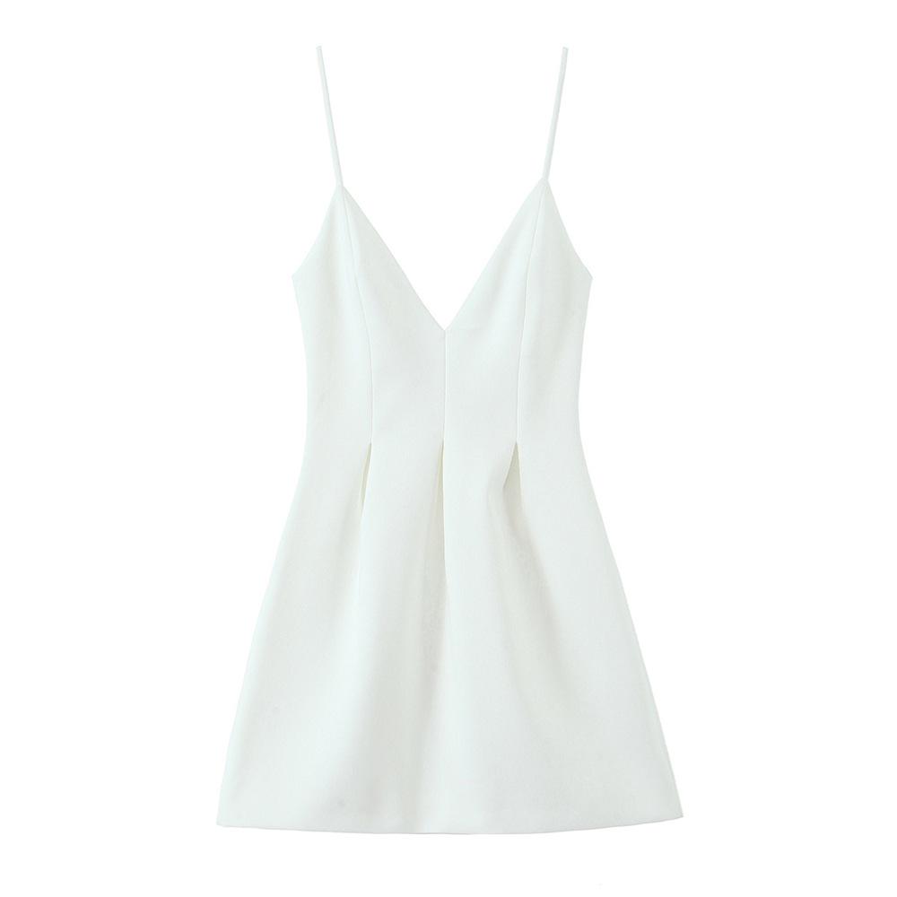

Spring 2025 Women s Sexy Slim-Fit Solid Color Wide Hem Slip Dress Small белый