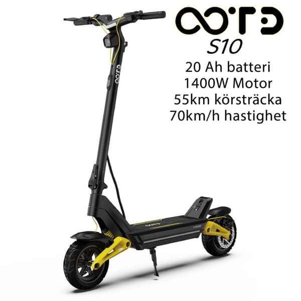 OOTD S10 Elektrická koloběžka - 1400W Motor, 48V20Ah Baterie, 10" Pneumatiky, Skládací Design, Nosnost 120KG