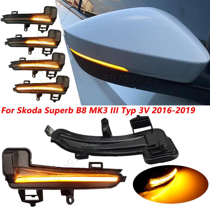 LED Turn Signal Blinker Sequential Side Mirror Flasher Light Dynamic For Skoda Superb A7 B8 MK3 III Typ 3V 2016 2017 2018 2019