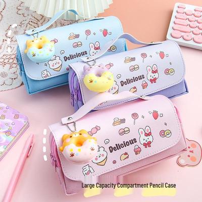 Cute Large Capacity Pencil Case for Girls - Simple, Girlish Design